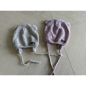 PESAAT Baby Winter Brown Bear Hats Warm Knitted Infant Beanie Cap Hat X 2